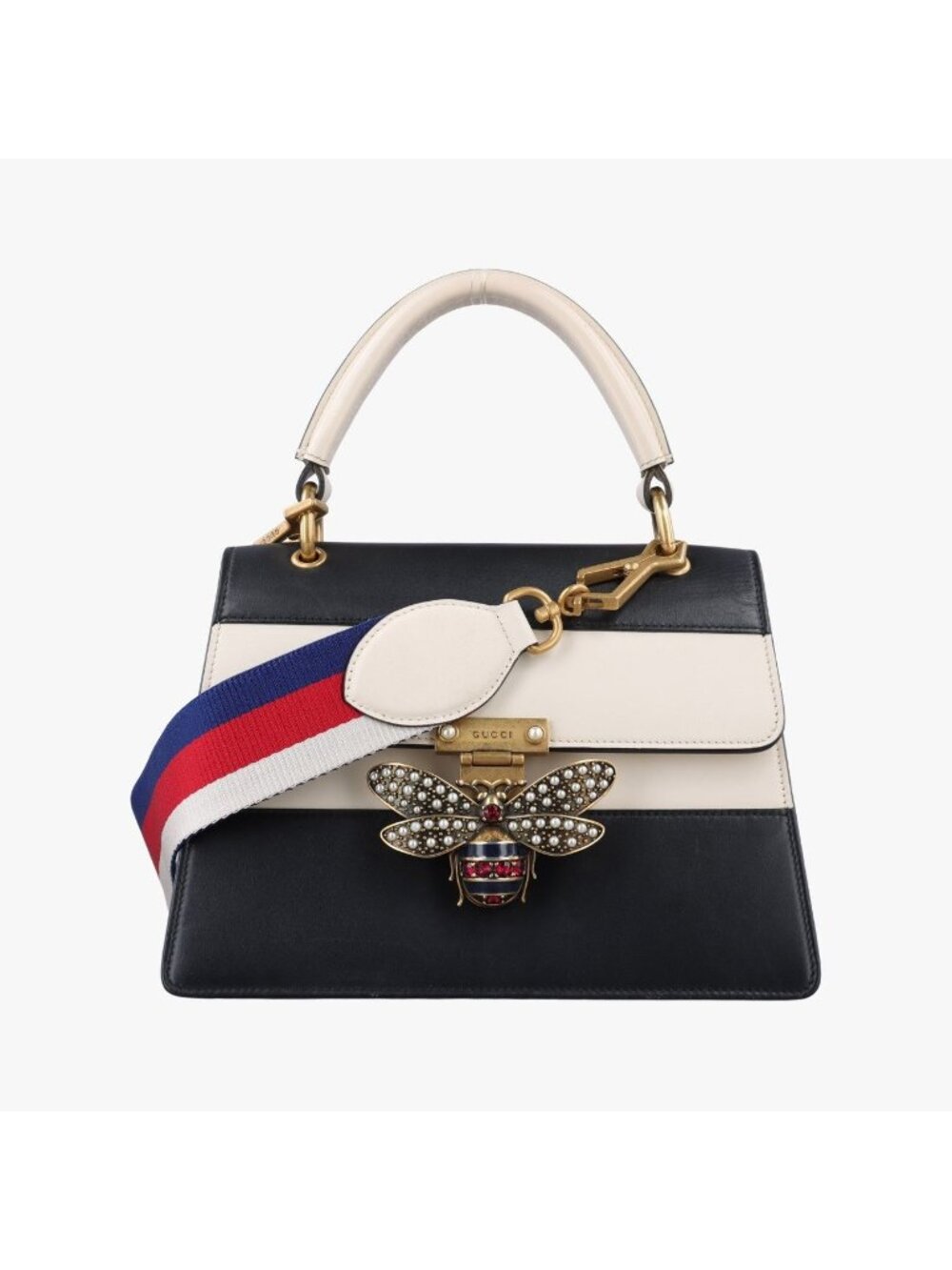 Gucci Queen Margaret Black White Leather Shoulder Bag